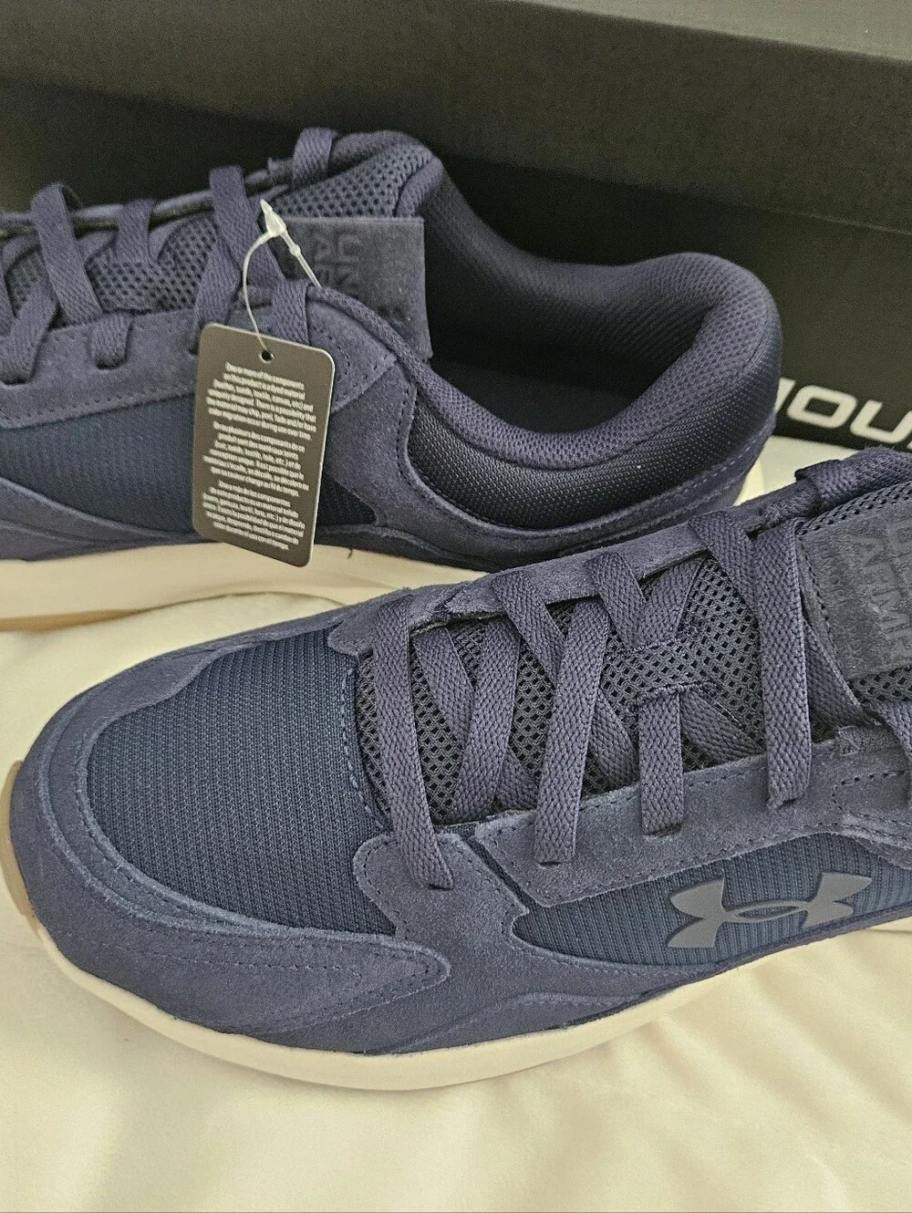 NWT Under Armour UA Edge Suede Mens 13 Navy Blue Charged Sneakers